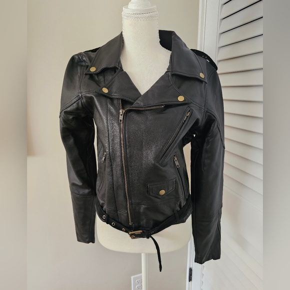 CHASING UNICORNS LONE STAR LEATHER BIKER JACKET NOIR (NWT) - Picture 15 of 17